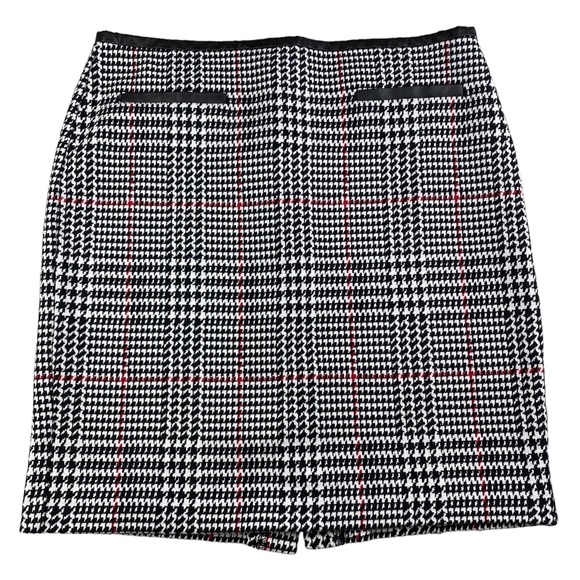 Talbots Houndstooth Pencil Skirt w/ Faux Leather Trim at Waist- size 14 - Picture 1 of 10